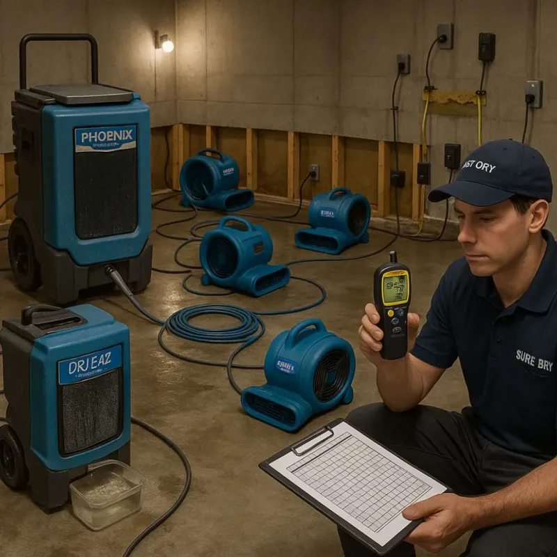 Structural Drying and Dehumidification process in Bovina, TX